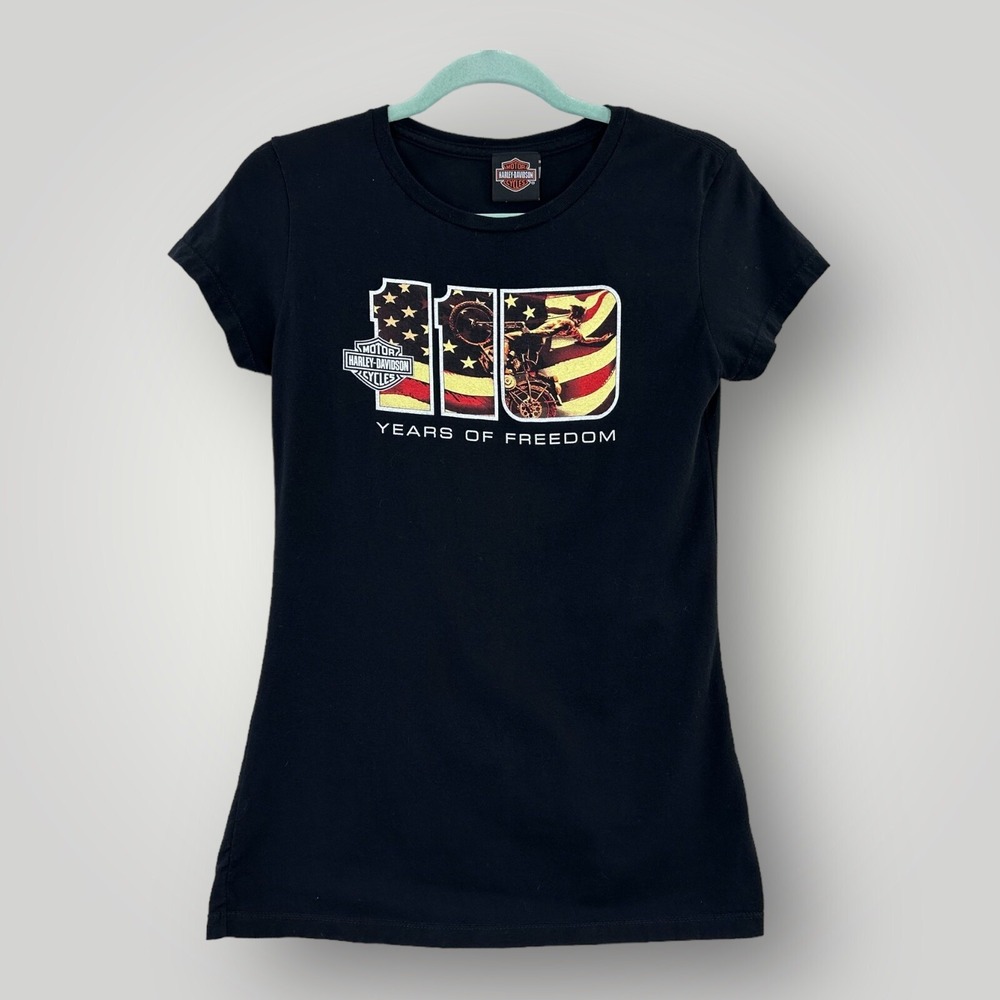 Harley Davidson Black T-Shirt Womens Large 110 Year Milwaukee Anniversary